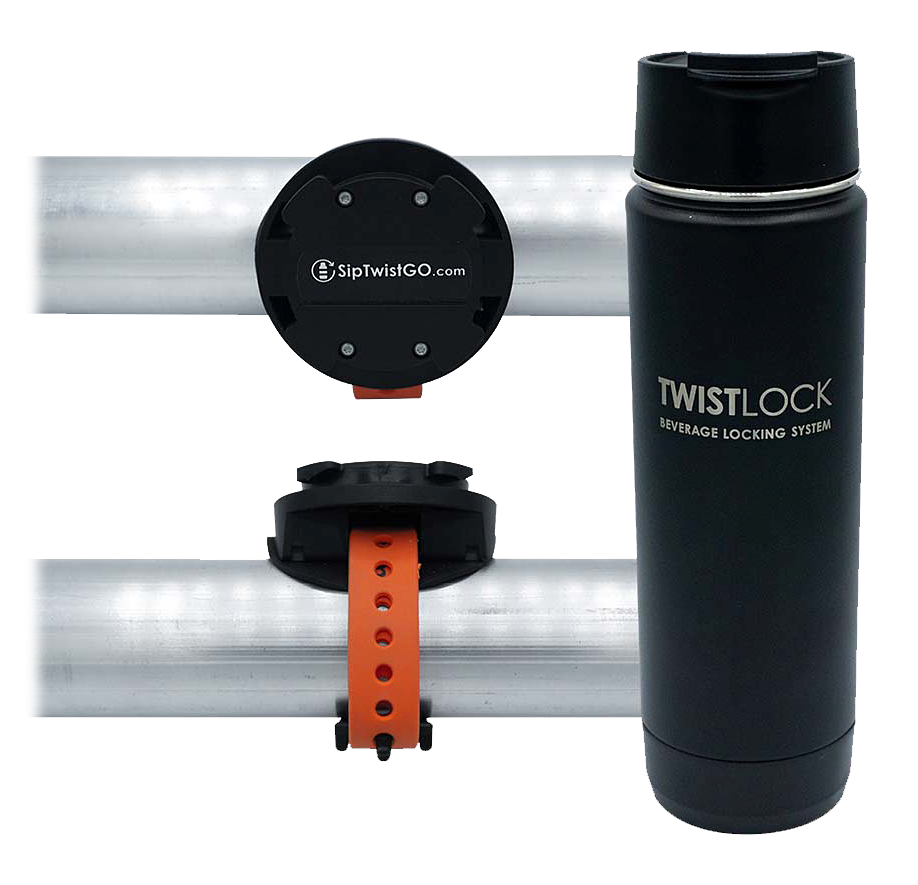 TwistLock Beverage Locking System Bar Mount Cup Holder and Canteen